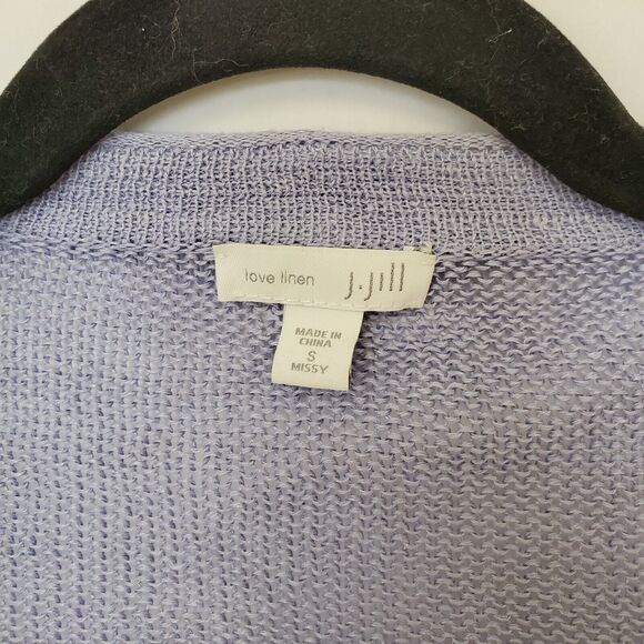 J. Jill Cardigan Womens Small Missy Open Front Linen Open Knit 3/4 Sleeve Blue - Picture 3 of 9